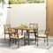 5-Piece Patio Dining Set Acacia Wood Table with Umbrella Hole and Cushioned Chairs Beige